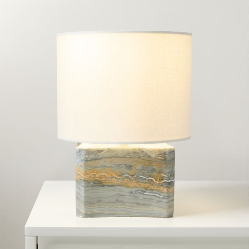 Anelle Petite Blue Onyx Table Lamp with Linen Shade | CB2 | CB2