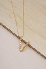 Twisted Crystal Initial 18k Gold Plated Necklace | Ettika