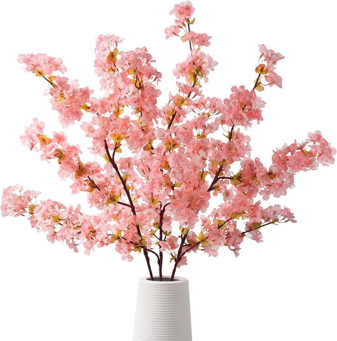 Artificial Cherry Blossom Flowers, Long Stem Artificial Flowers for Tall Vase, Real Touch 39” C... | Amazon (US)