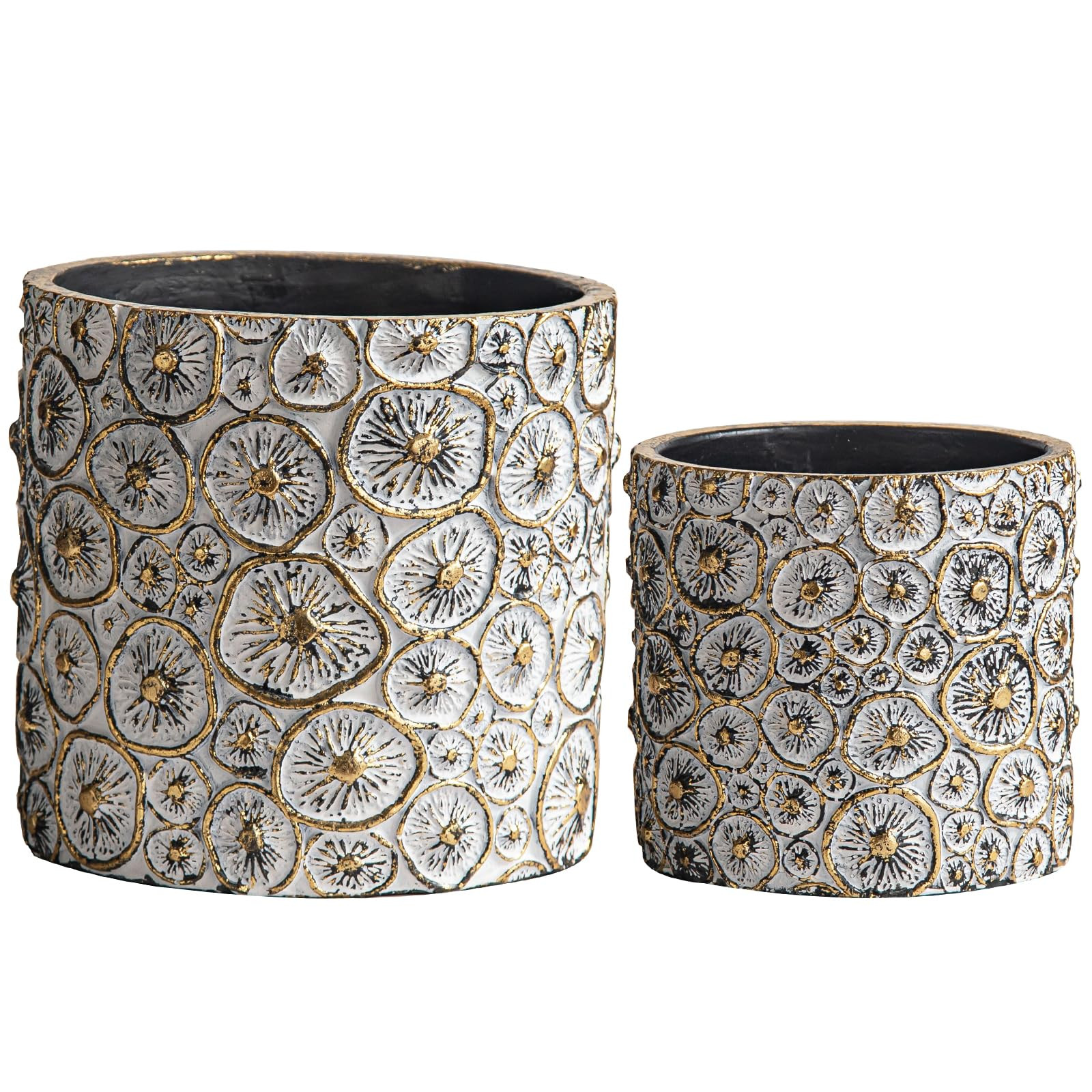 4 & 6 inch Plant Pot Set, Concrete planters for Indoor Plants, a Planter with Golden Lemon Patter... | Amazon (US)