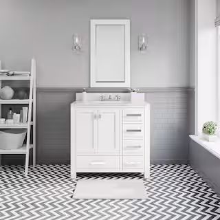 Water Creation Madison 36 in. W x 34 in. H Vanity in White with Marble Vanity Top in Carrara Whit... | The Home Depot