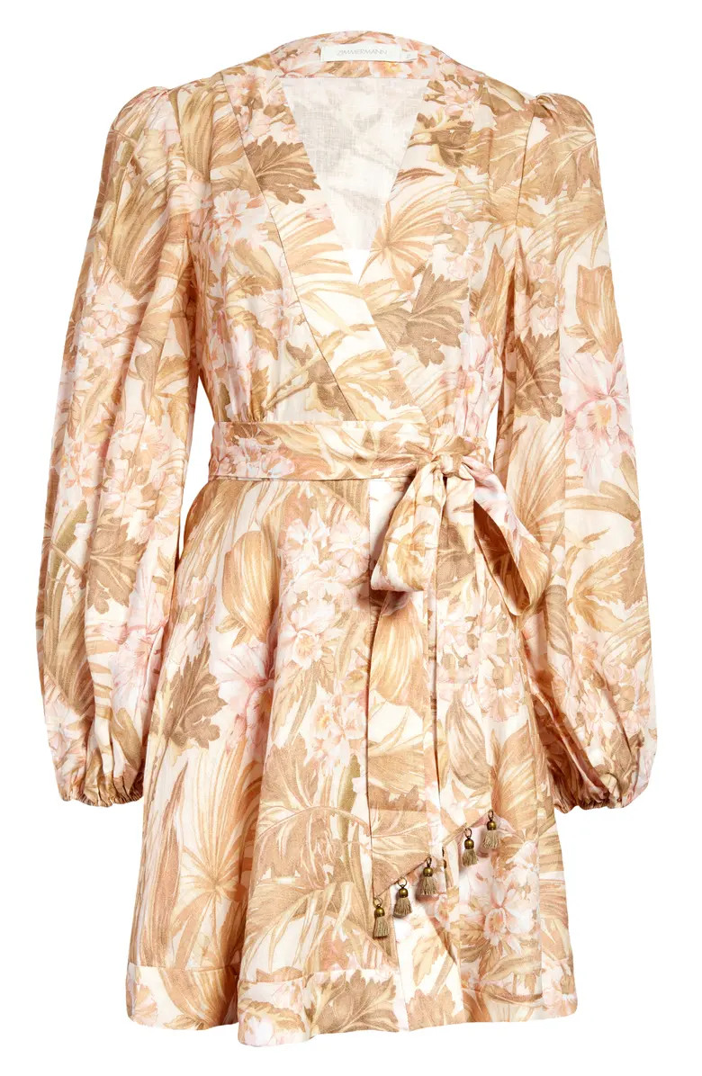 Zimmermann Andie Long Sleeve Wrap Linen Minidress | Nordstrom | Nordstrom