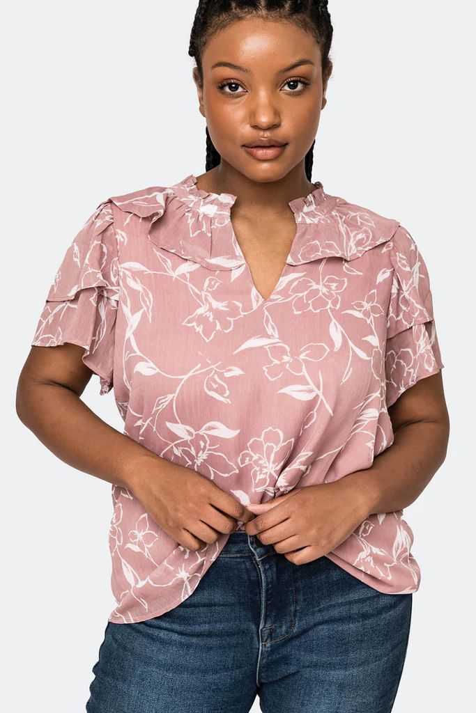 Flutter Sleeve Chiffon Blouse | Gibson