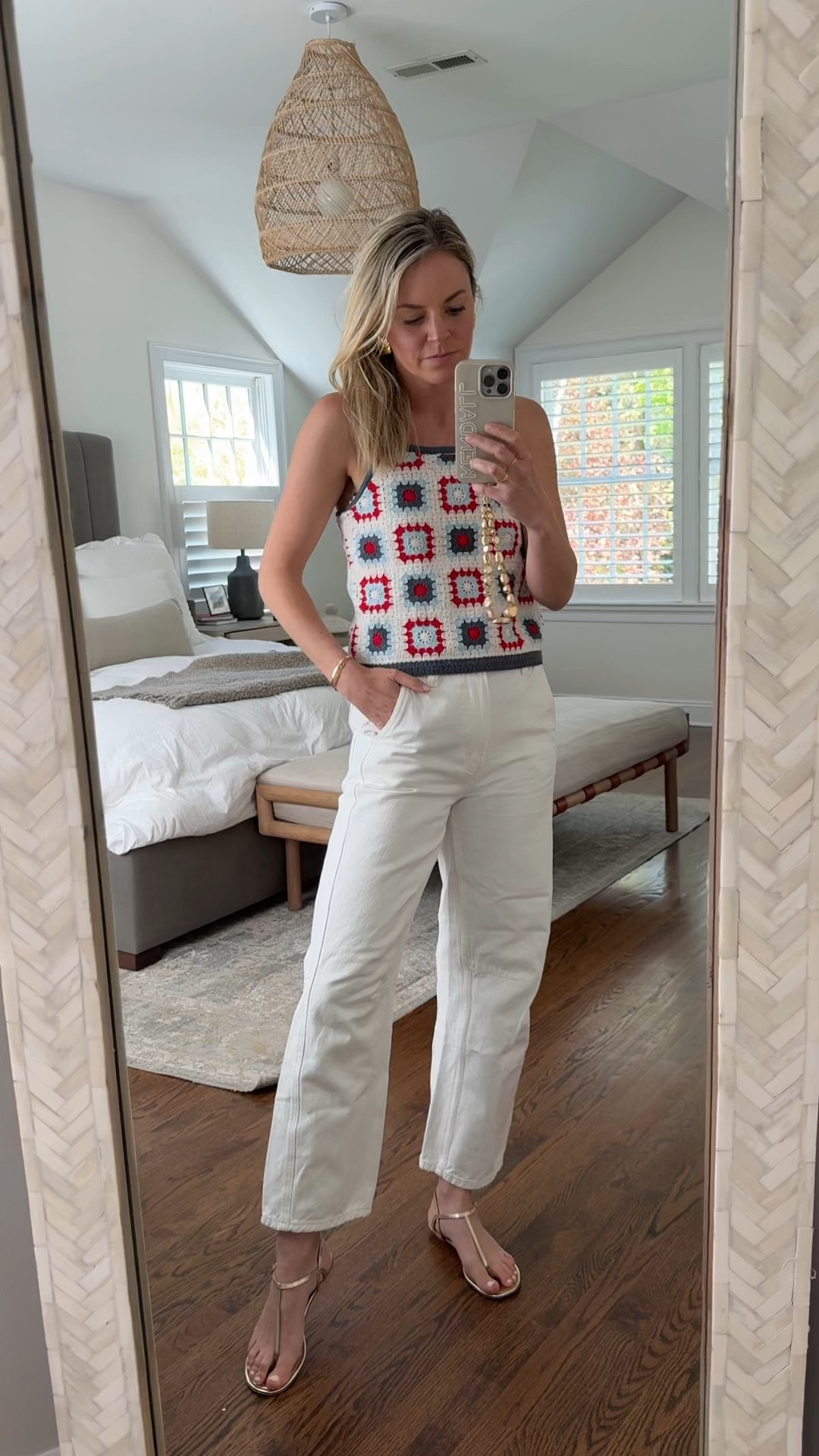 This top is actually from the girls section, but so cute! 
-Wearing an XL and I’m usually a small in tops + smaller chested so it works (ordered the matching shorts, but they looked like biker shorts 😅)
-26R pants/tts 
-sandals tts  