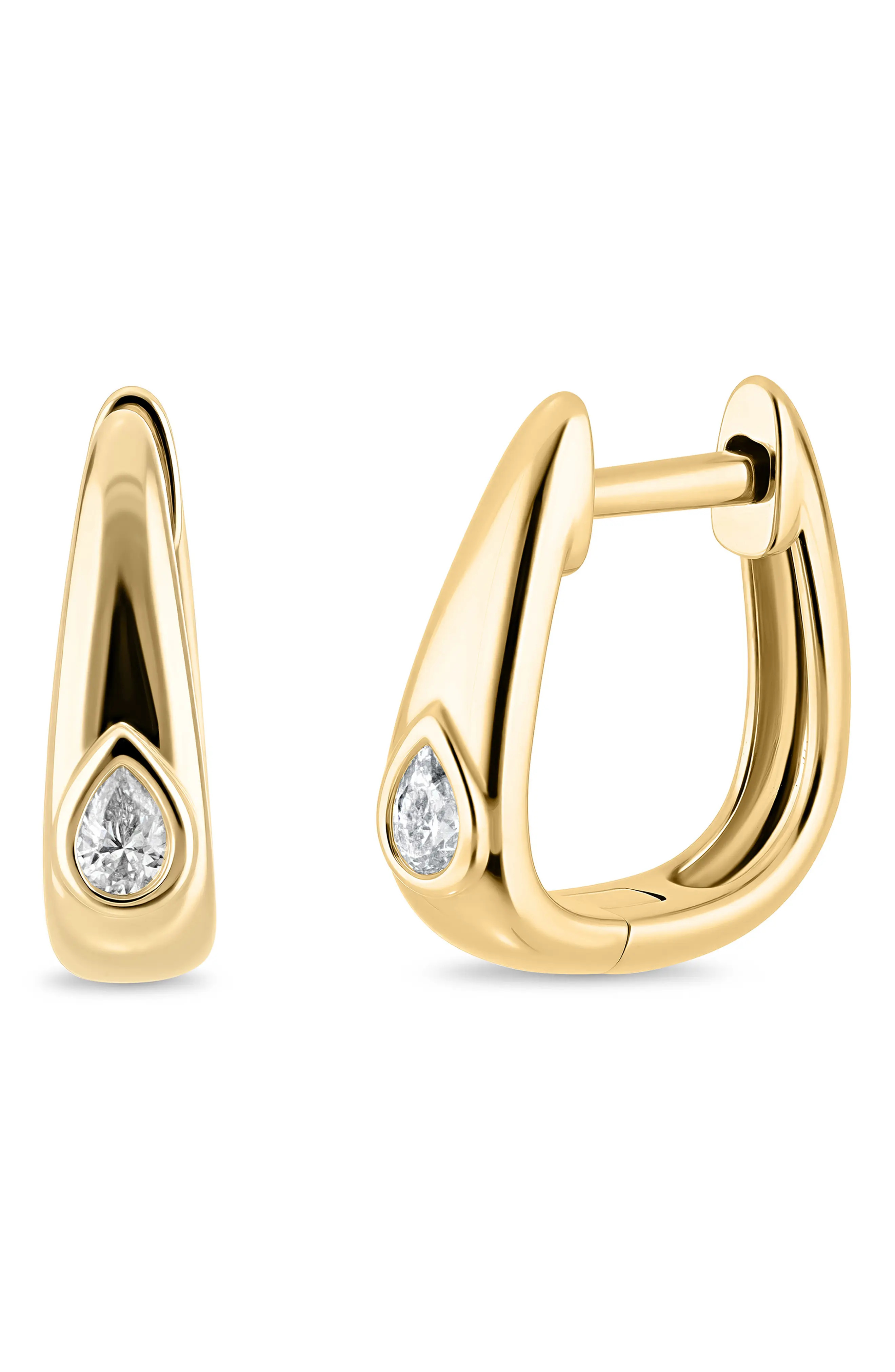 18K Gold Monaco Diamond Huggie Earrings, 12mm (Women) | Nordstrom | Nordstrom