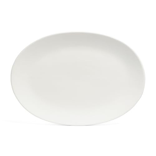 over&back Coupe Stoneware Serving Platter - Elegant 1-Piece Oval Serving Platter to Complete Your Kitchen Set - 16.4" x 11.5" - Semi-Matte White | Amazon (US)