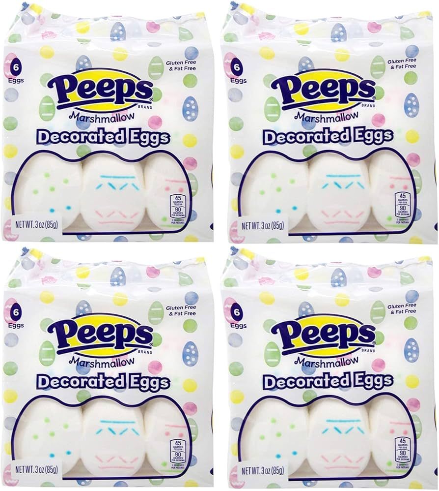 Peeps Decorated Marshmallow Eggs Easter Candy Pack of 4 | Amazon (US)