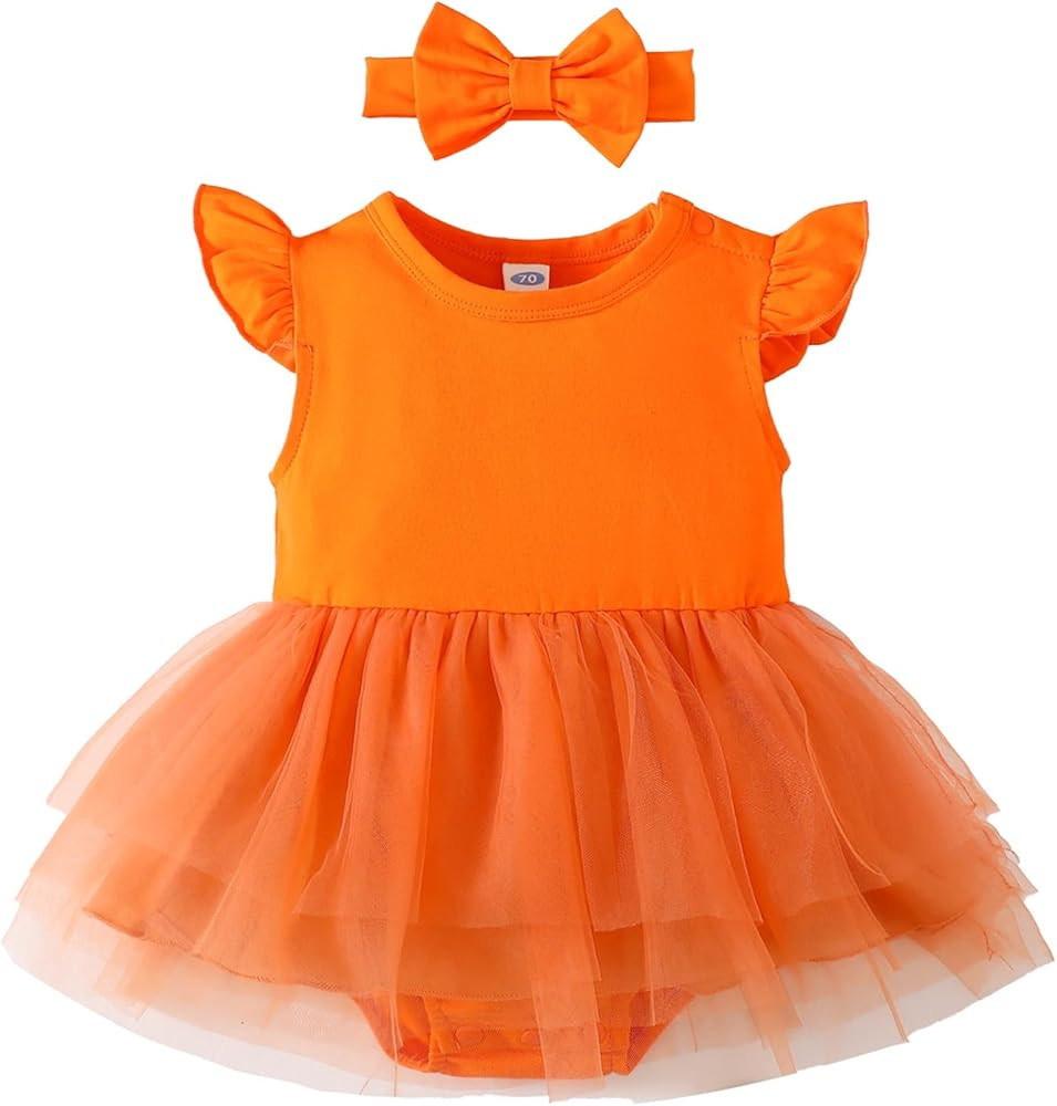 Magic Park 0-18M Infant Bodysuit Tutu Dress Baby Girl Romper Dress Toddler Solid Color Tulle Skir... | Amazon (US)
