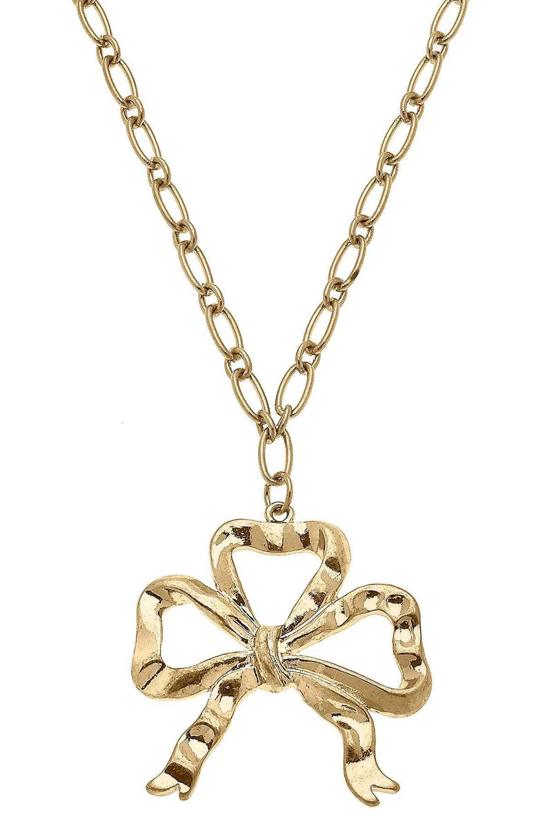 Greyson Bow Pendant Necklace in Worn Gold | CANVAS