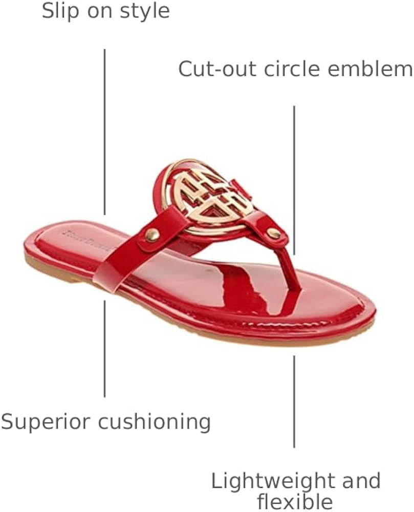 Pierre Dumas Women's Medallion Vegan Slide Thong Flip Flop Flat Sandal | Amazon (US)
