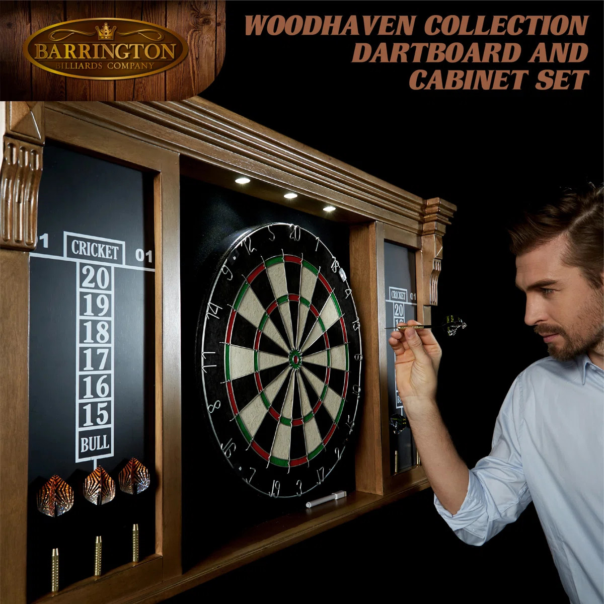 Woodhaven Premium Bristle Dartboard and Cabinet Set with Darts | Wayfair North America