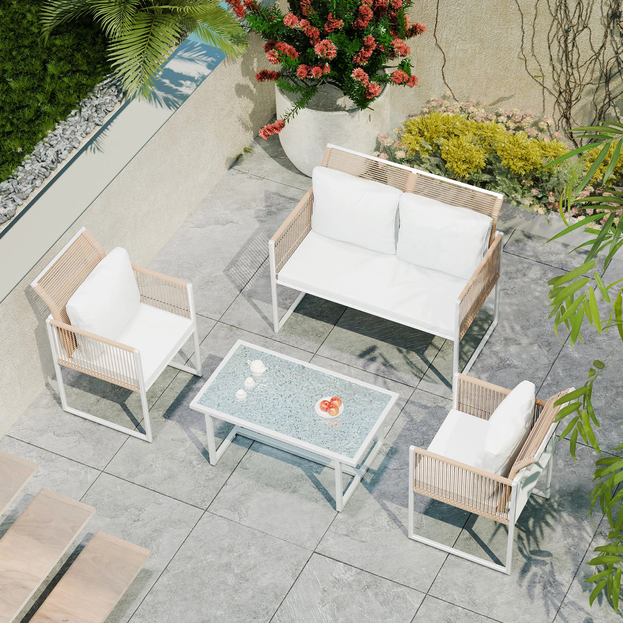 Ebern Designs Quorra 4 - Person Outdoor Seating Group with Cushions | Wayfair | Wayfair North America