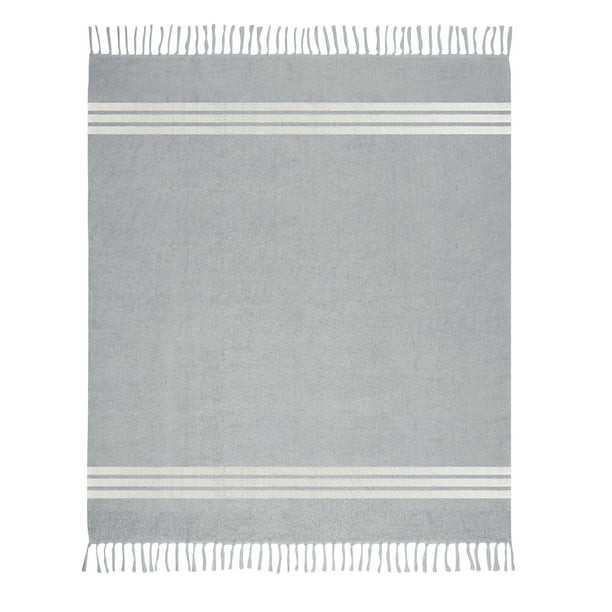 My Texas House Taylor Stripe Cotton-Rich Throw, 50" x 60", Grey/Ivory | Walmart (US)