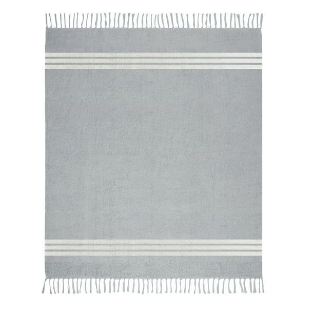 My Texas House Taylor Stripe Cotton-Rich Throw, 50" x 60", Grey/Ivory | Walmart (US)