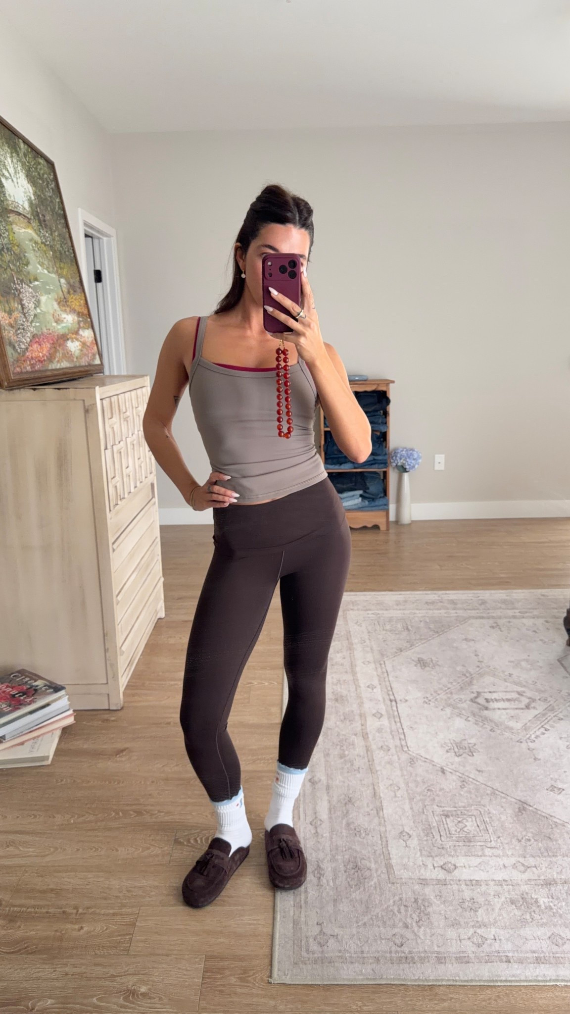 Pilates outfit! S bra and tank top and S long in leggings. Sized up half size in mules for extra room 

#LTKootd #LTKdayinmylife #LTKfitnessgoals