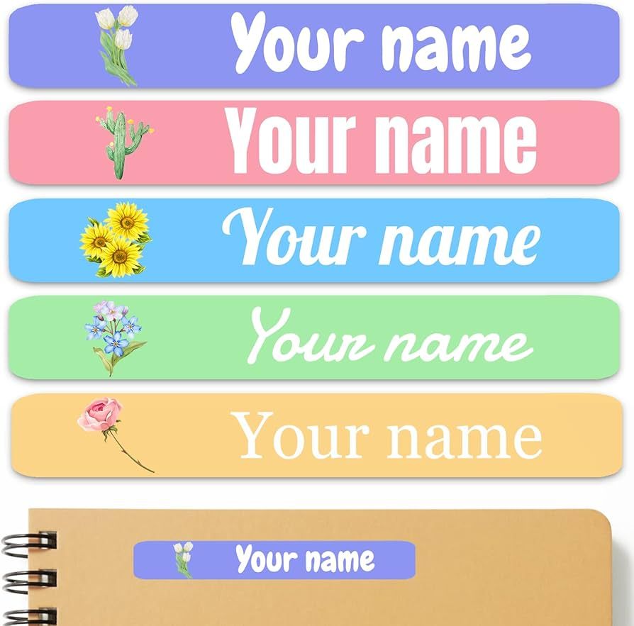 100PCS Personalized Name Labels for Kids Custom Text Sticker Cute Waterproof for School Supplies ... | Amazon (US)