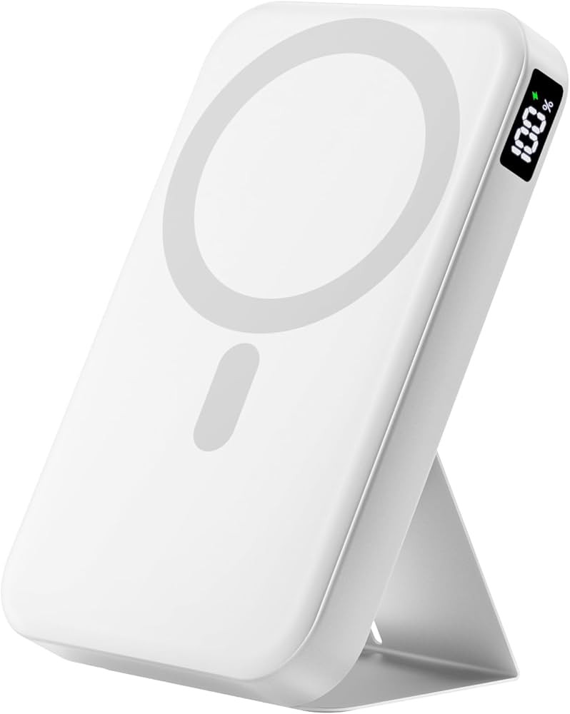 Magnetic Portable Charger, 10000mAh Power Bank with Leather Foldable Stand - Travel Essentials, U... | Amazon (US)