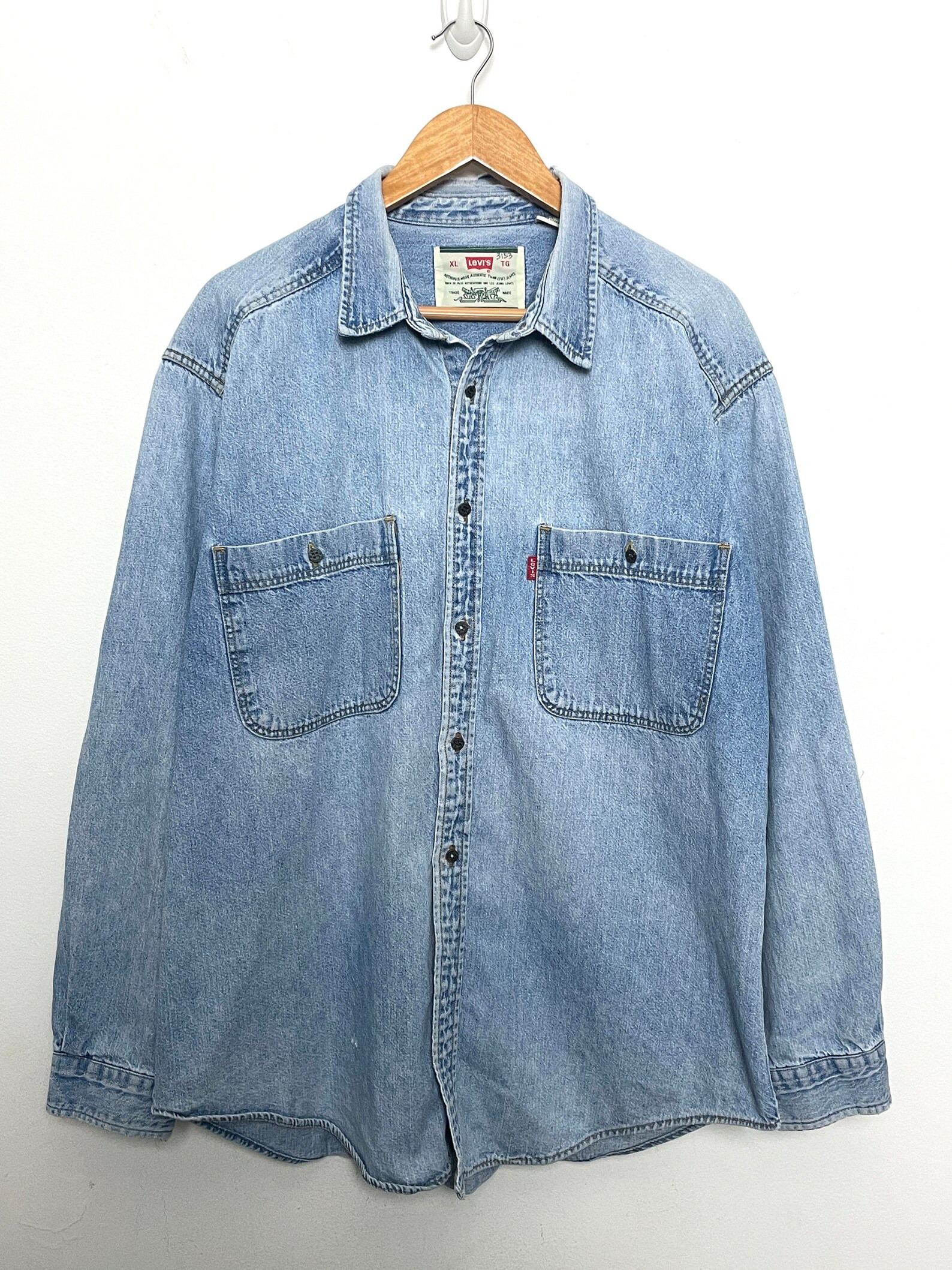 Vintage 1990s Levis Denim Long Sleeve Button up Jean Shirt size Adult XL - Etsy Canada | Etsy (US)