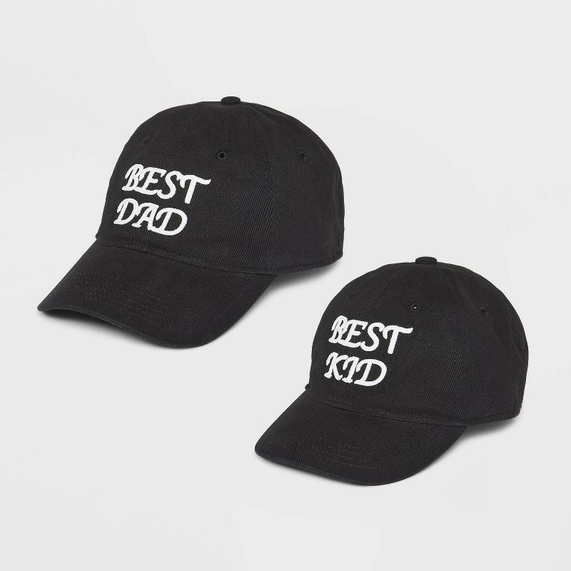 Men's Father's Day Cotton Embroidered Baseball Hat Set - Goodfellow & Co™ Black 2pc | Target