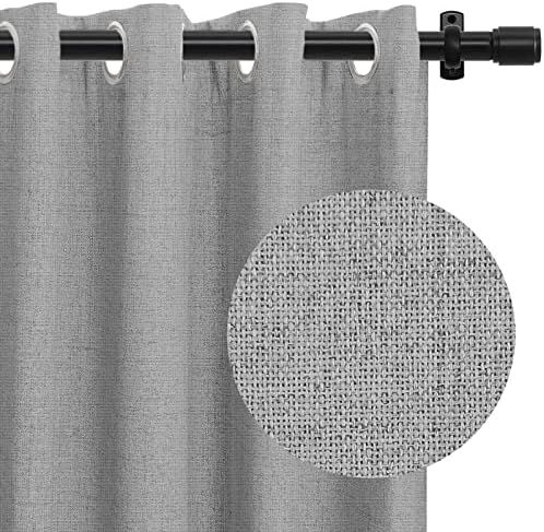 100% Blackout Curtain 84 Inch Length Block Full Light Linen Textured Blackout Curtains for Bedroo... | Amazon (US)