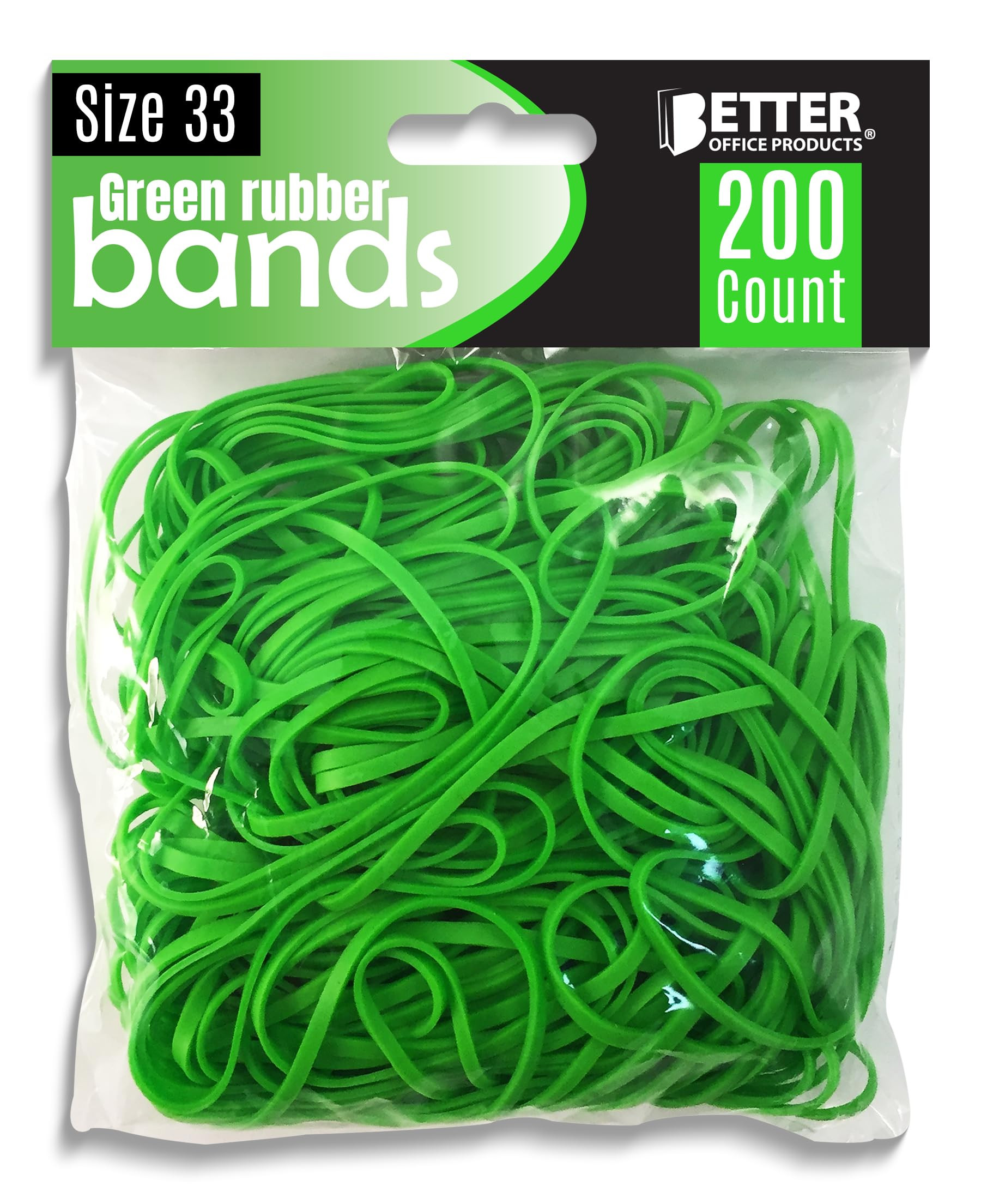 Better Office Products 200 Bright Green Rubber Bands, Size 33, 200/Bag | Amazon (US)