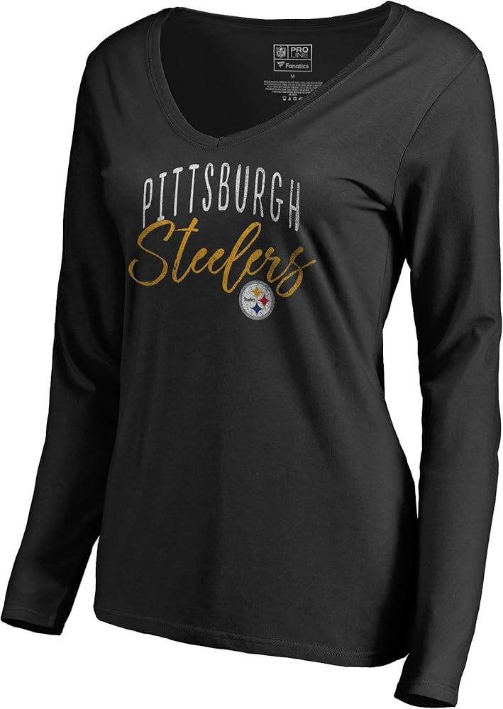 Fanatics Women's Black Pittsburgh Steelers Graceful Long Sleeve V-Neck T-Shirt | Amazon (US)