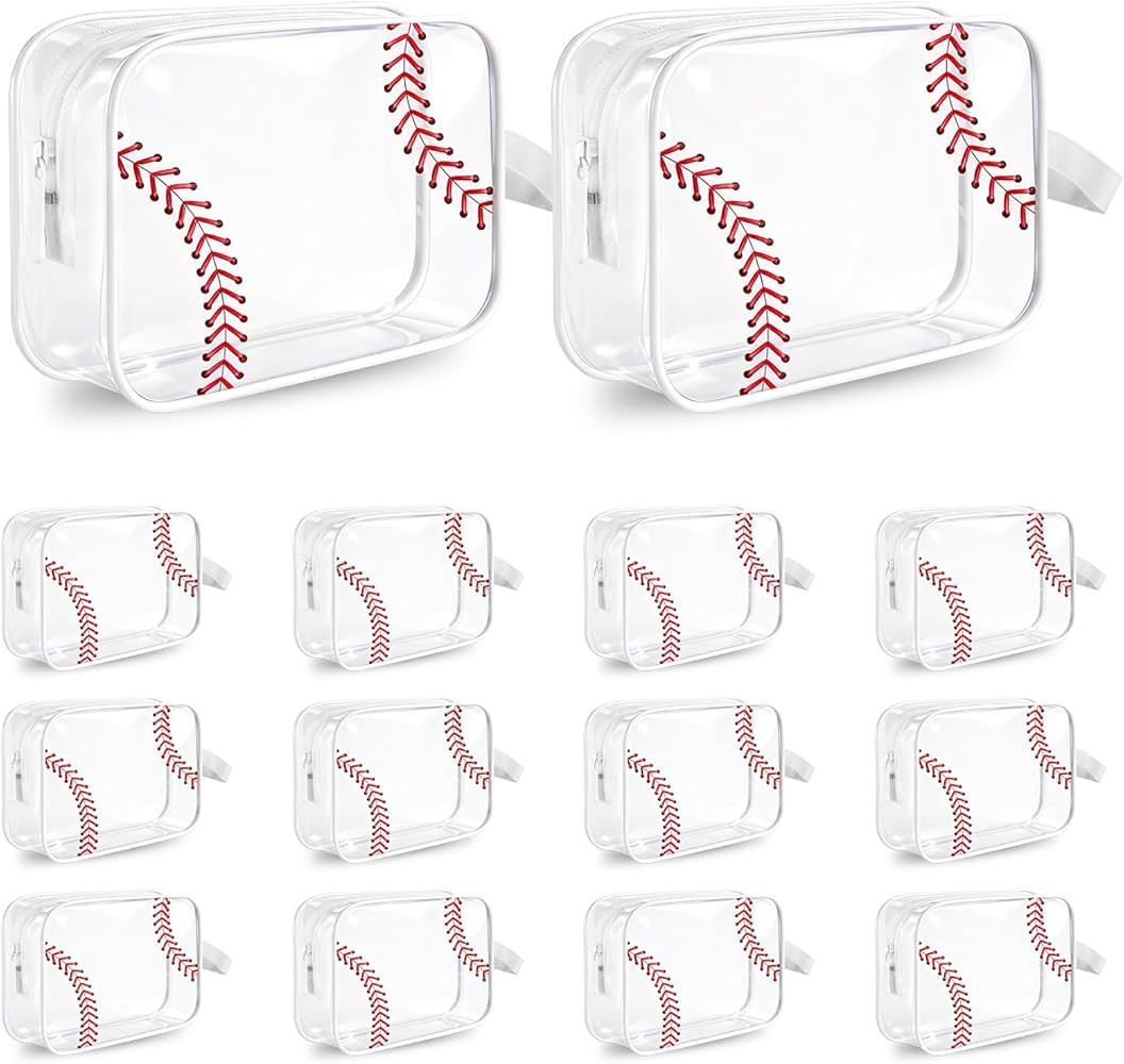 14PCS Clear Baseball Cosmetic Bags, Waterproof PVC Travel Makeup Organizer with Zipper,Transparen... | Amazon (US)