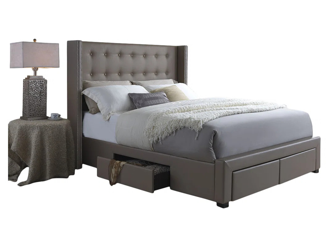Thousand Oaks Savoy Storage Wingback Panel Bed | Wayfair North America