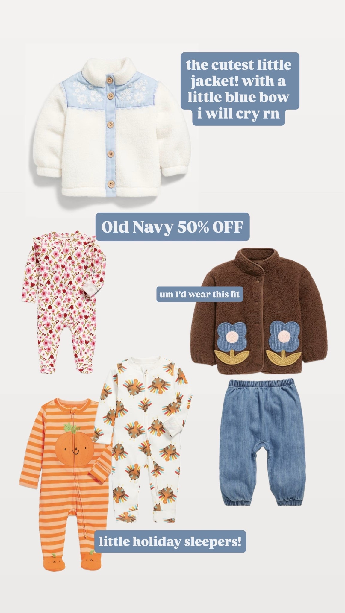 The last day of Old Navy 50% off sale! Mama got some cute new jeans and baby got some fall fits! 

#LTKSeasonal #LTKHoliday #LTKBaby