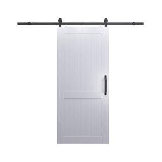 Pinecroft 36 in. x 84 in. Millbrooke White H Style Ready to Assemble PVC Vinyl Sliding Barn Door ... | The Home Depot