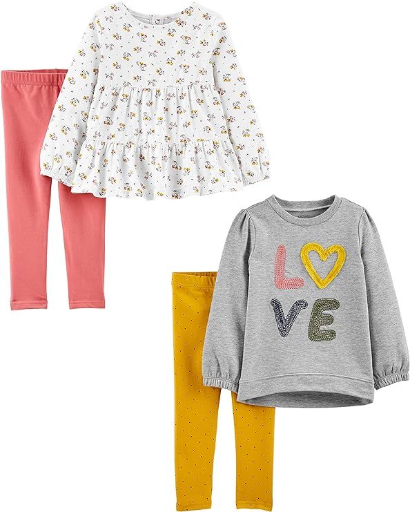 Simple Joys by Carter's Girls' 4-Piece Long-Sleeve Shirts and Pants Playwear Set | Amazon (US)