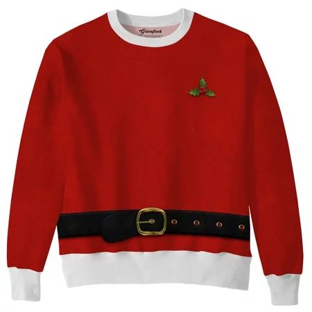 Santa Ugly Christmas Sweater - Long Sleeve Graphic Sweatshirt | Unisex Up to 4XL | Walmart (US)