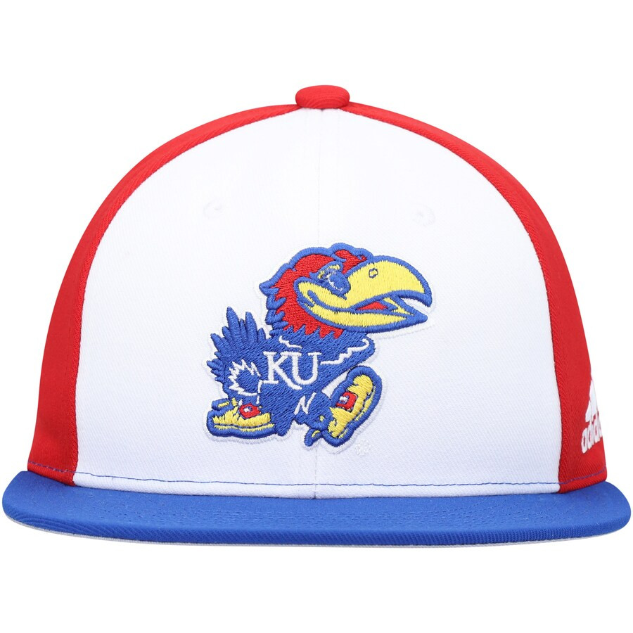 Kansas Jayhawks adidas On-Field Baseball Fitted Hat - White/Red | Fanatics