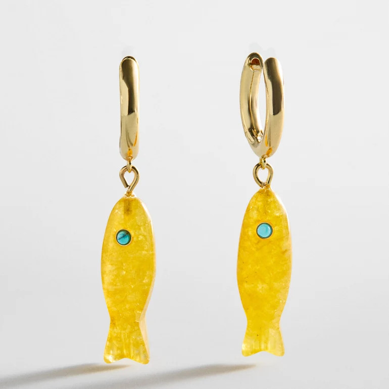 Reel Good Semi-Precious Fish Earrings - Citrine | BaubleBar