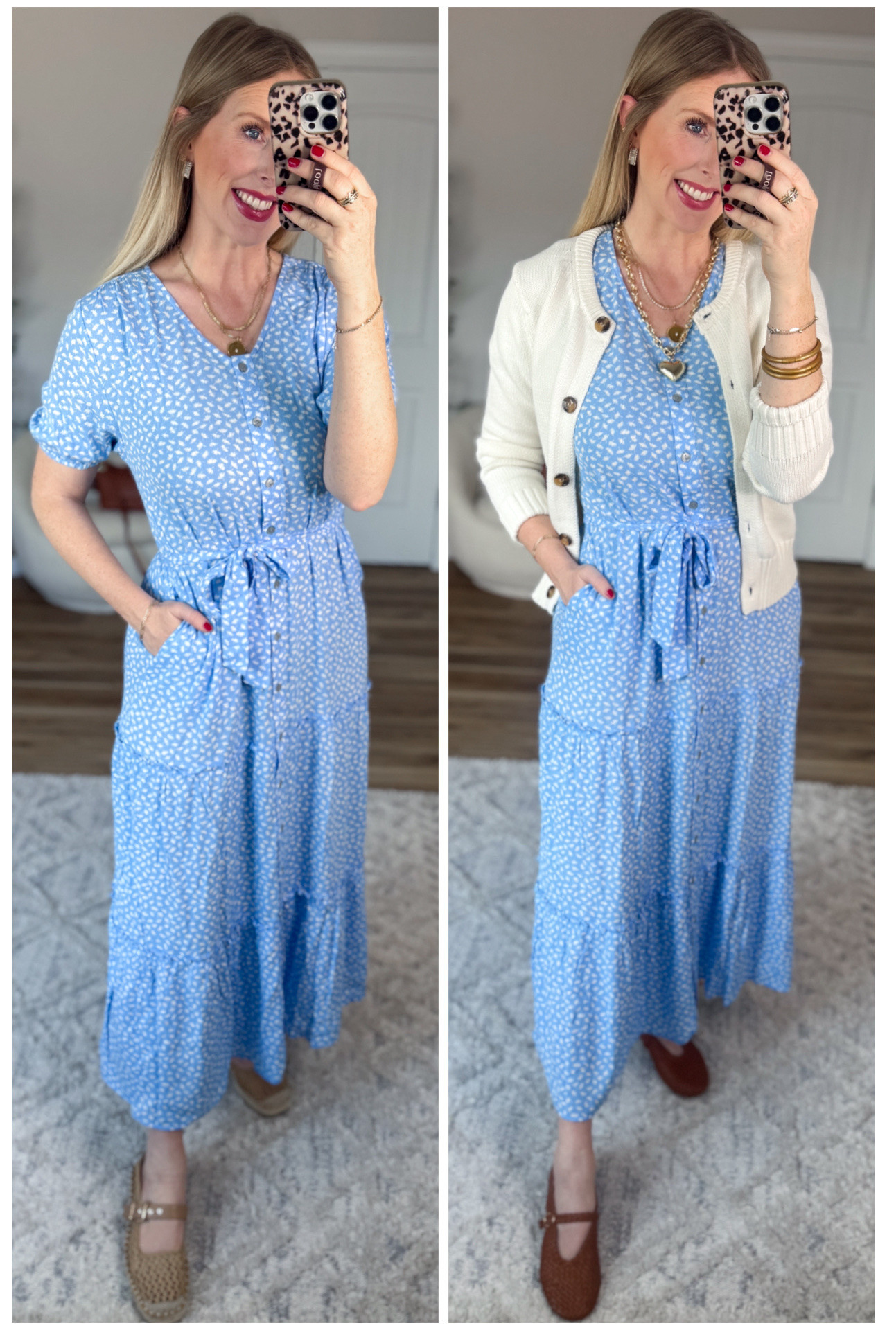 2 ways to style this blue midi dress from Walmart! 

#LTKgrwm #LTKWorkwear #LTKootd
