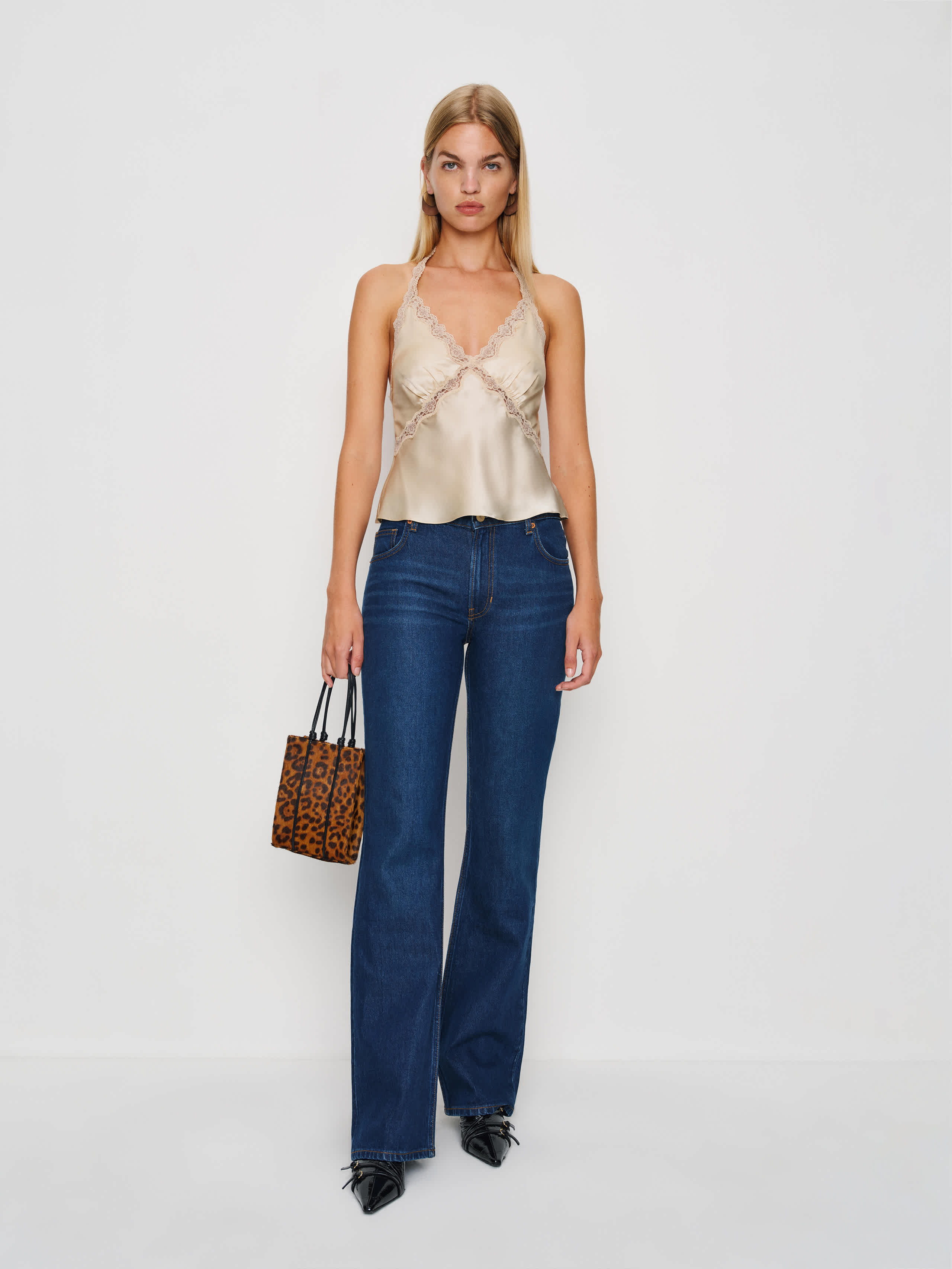 Reformation Monica Silk Top Ivory Medium | Reformation (Global)