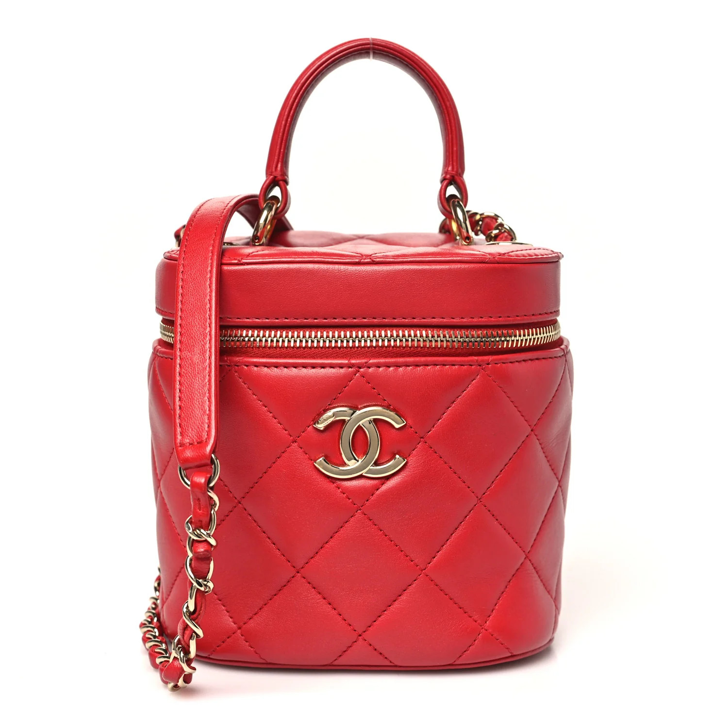 Lambskin Quilted Trendy Vanity Case Red | FASHIONPHILE (US)