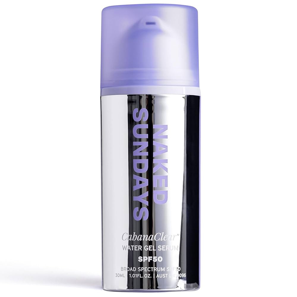 Naked Sundays CabanaClear SPF 50 Water Gel Serum - Invisible, Lightweight, & Hydrating Facial Sunscreen with Hyaluronic Acid, Broad Spectrum, Oil-Free, Silicone Free, Fragrance-Free for All Skin Types | Amazon (US)