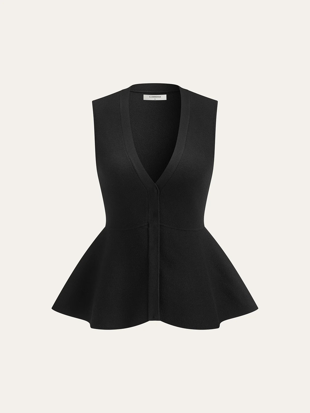 Knitted Peplum Vest Cardigan | Commense