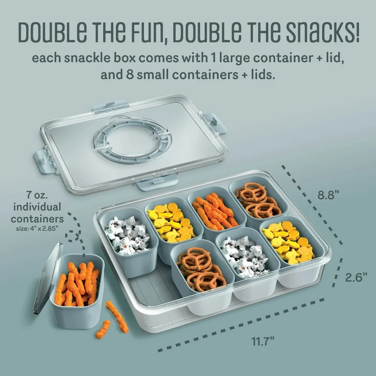 Cook With Color 2-Pack 8-Compartment Snackle Box, Charcuterie and Snack Container, Divided Servin... | Walmart (US)
