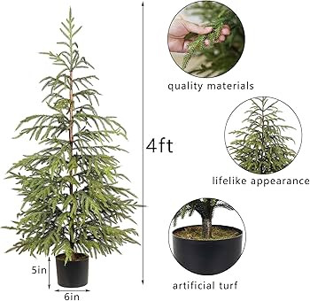 Artificial Norfolk Pine Tree - 4ft (48") Faux Christmas Tree Fake Potted Plants for Indoor Outdoo... | Amazon (US)