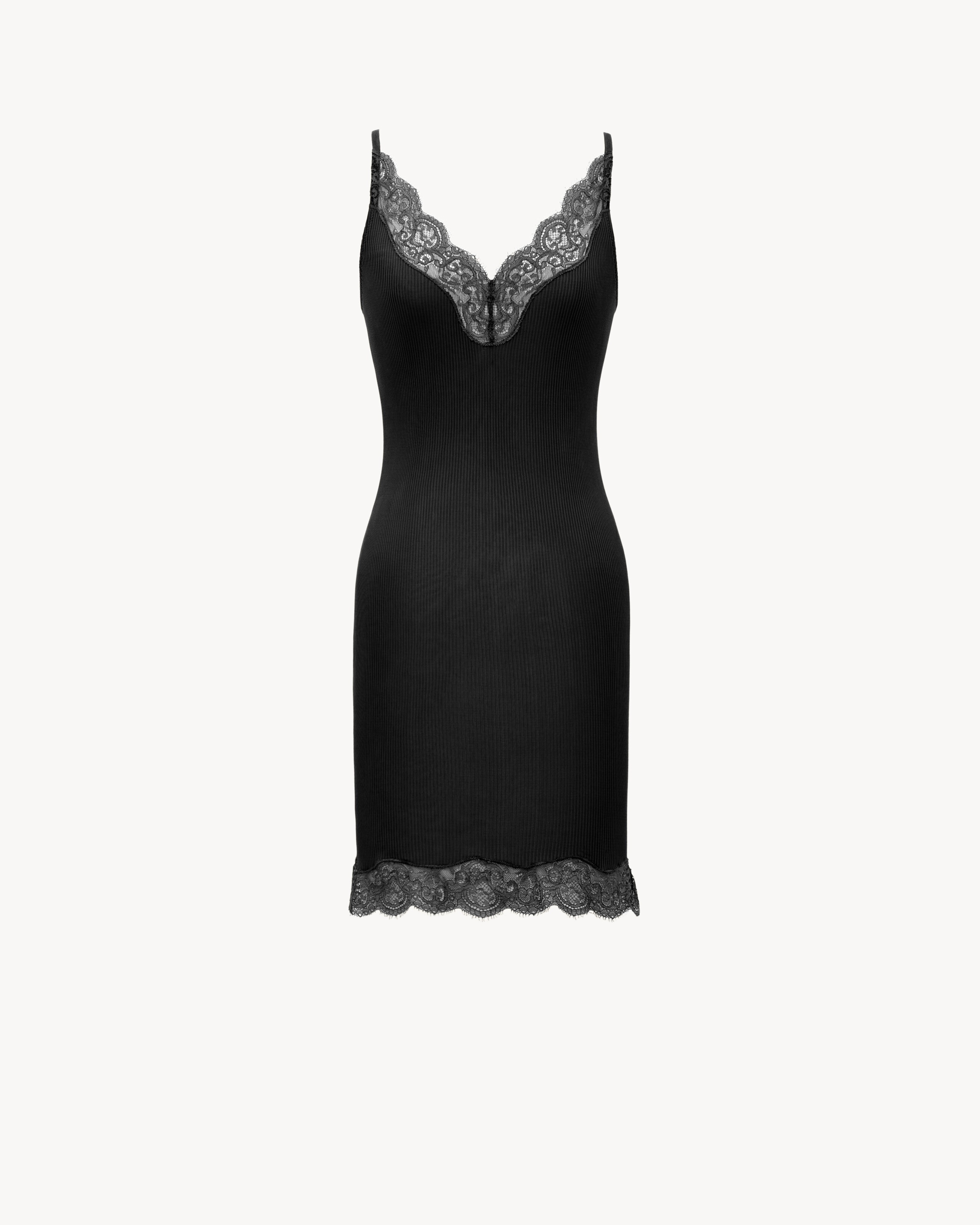 Saint Laurent Laced Slip Dress In Silk Jersey - Black - Women - S | Saint Laurent Inc. (Global)