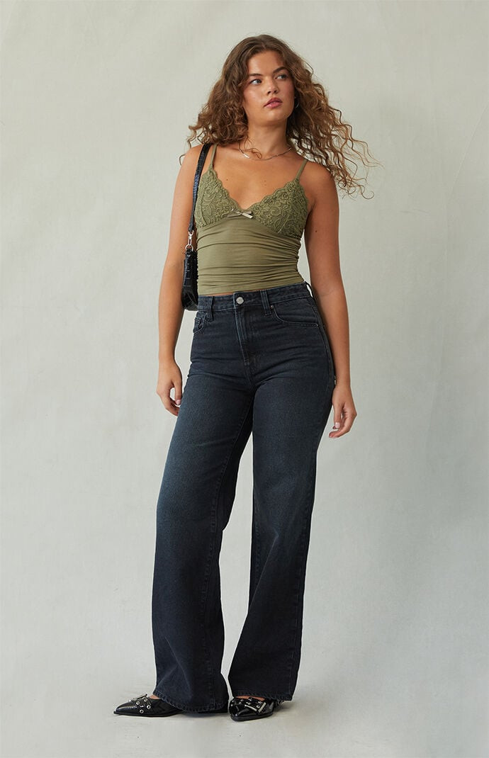 Women's Madison High Waisted Girlfriend Jeans Black - Size 32 | PacSun