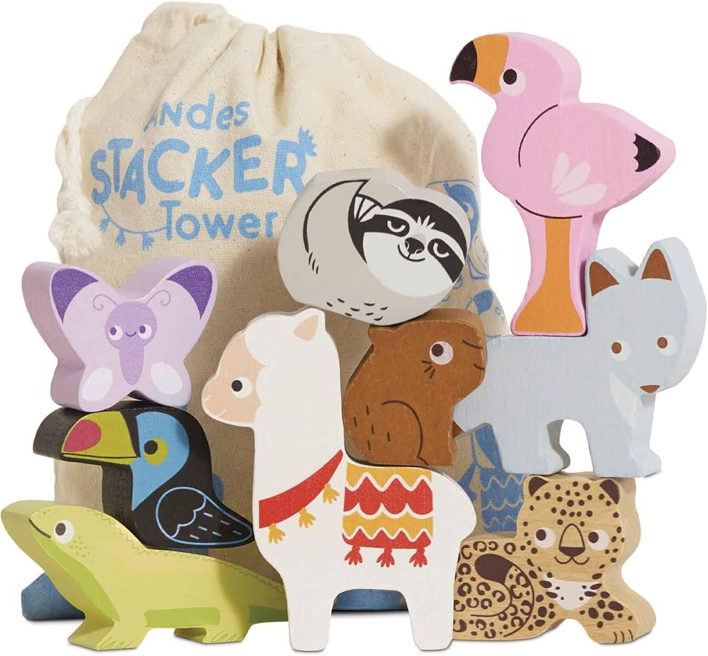 Le Toy Van - Wooden Toys - Andes Stacking & Bag - Petilou Forest Building Blocks Stacker & Bag Ed... | Amazon (US)
