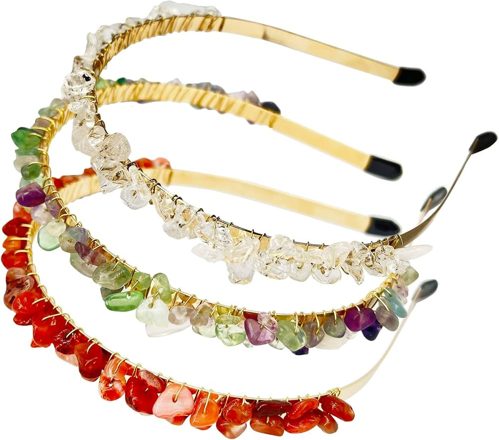 Raw Crystal Quartz Headband Spiritual Crystal Hair Accessories Genuine Crystal Beaded Tiara for W... | Amazon (US)