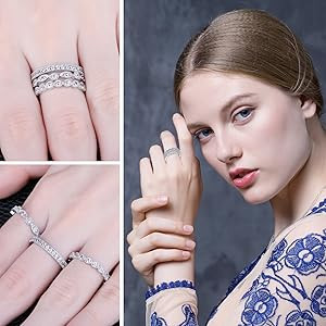 JewelryPalace 14K Gold Plated 925 Sterling Silver Rings for Women, Cubic Zirconia Promise Rings f... | Amazon (US)