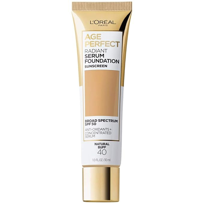 L'Oreal Paris Age Perfect Radiant Serum Foundation with SPF 50, Natural Buff, 1 Ounce | Amazon (US)