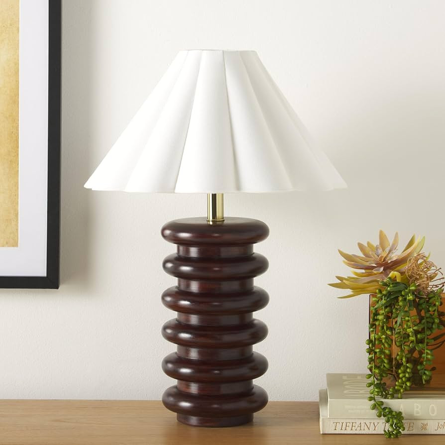 SAFAVIEH Lighting Collection Renata 23-inch Walnut Wood Table Lamp (LED Bulb Included) | Amazon (US)