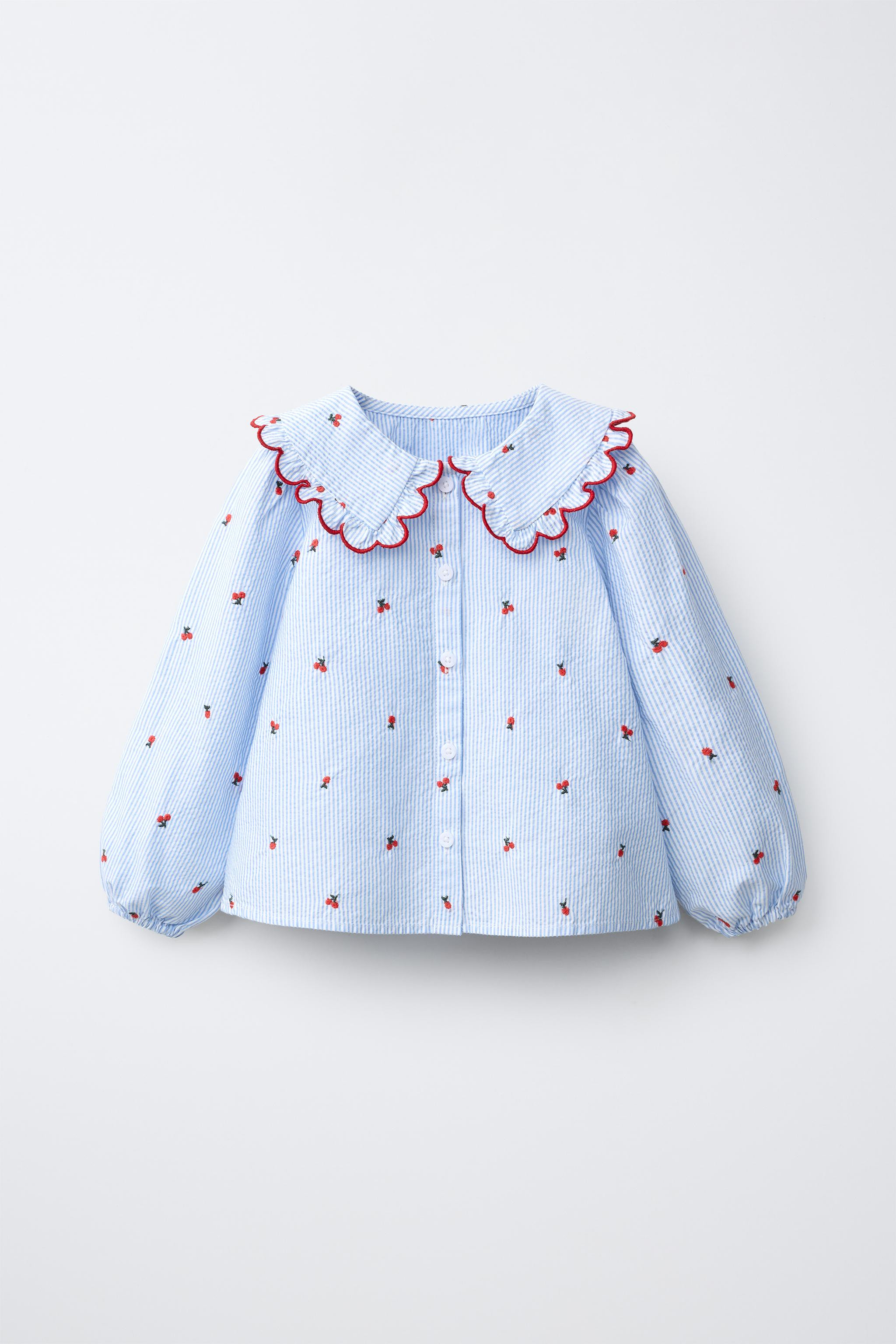 EMBROIDERED PETER PAN COLLAR SHIRT | Zara UK