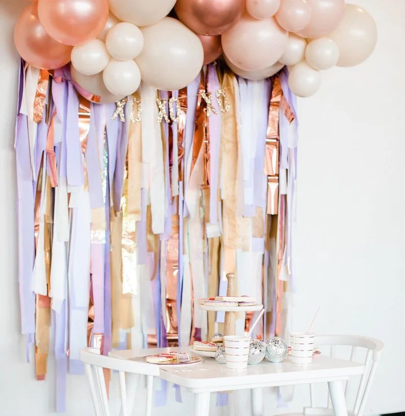 Lavender Haze Fringe Backdrop for Bridal Shower Event Pastel Princess Backdrop for Baby Shower Ce... | Etsy (US)